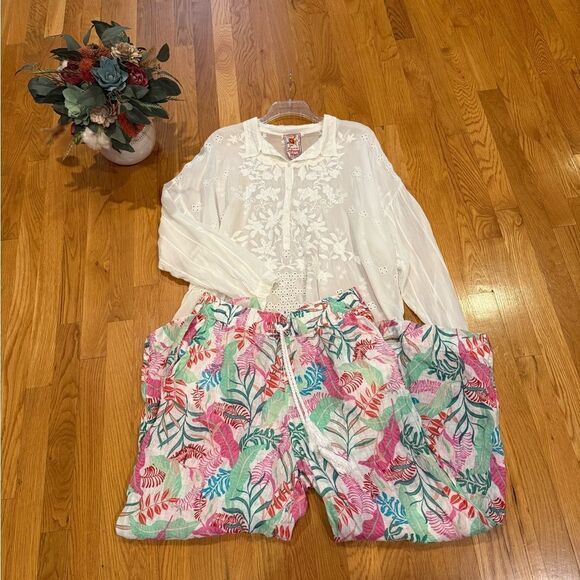 Cynthia Rowley 100% Linen Floral Pants - L - Picture 4 of 9